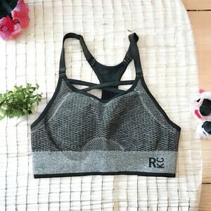 Reaction Kenneth Cole Black/Gray Wireless Stretch Sports Bra | Size Medium